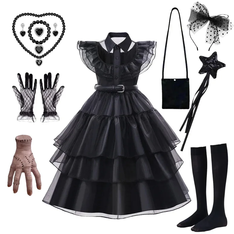 Girls movie role-playing costumes 3-12 years old gothic style black style clothing children Halloween carnival party girl dress