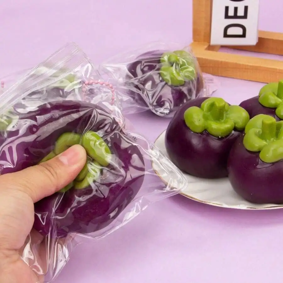 Creative Mangosteen Squishy Toy Building Block Filling Slow Squeeze Fidget Toy ASMR Sensory Stress Relief Anti Stress  Adults