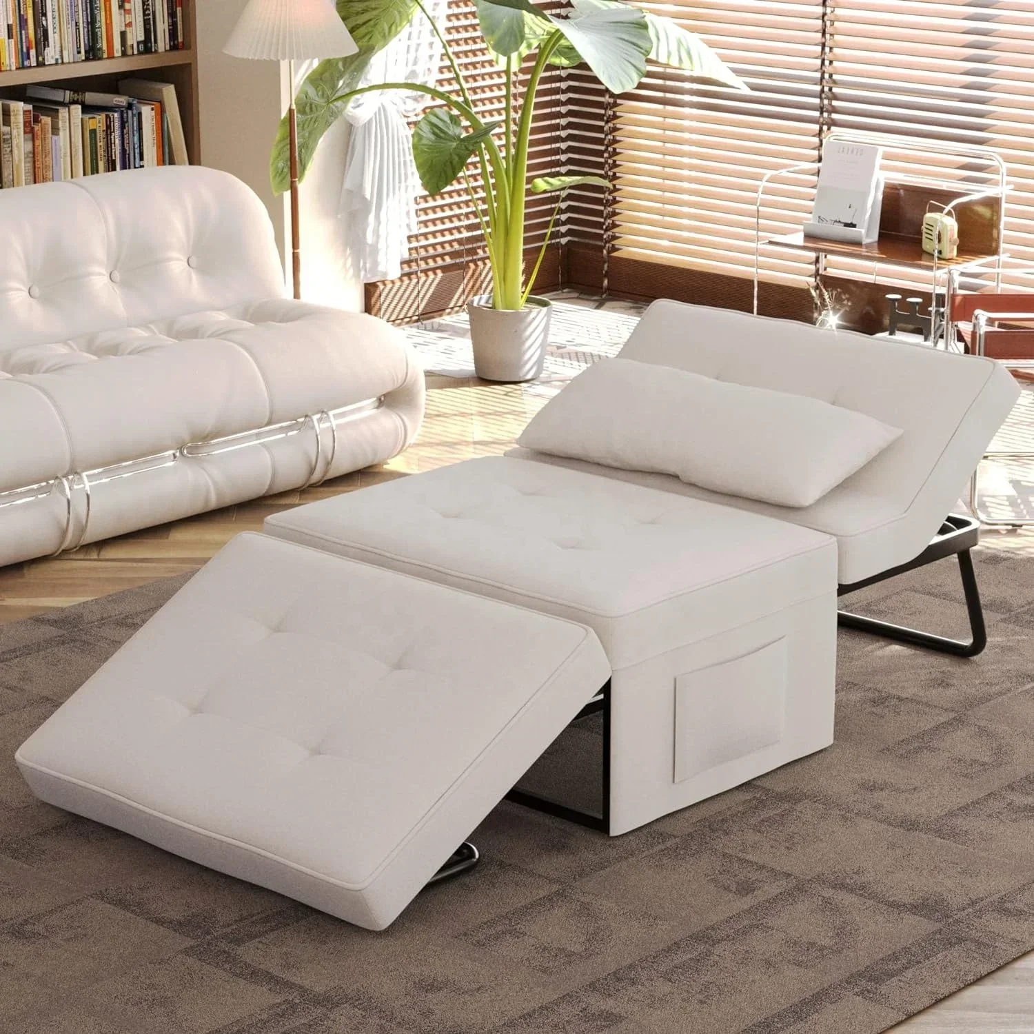 Sofa Chair Bed Sleeper Couch 4 in 1 Multi-Function Folding Ottoman with Storage Hallway Chaise Lounge