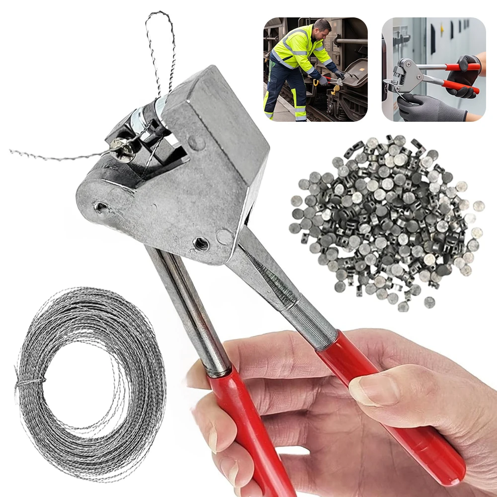 Stahl-Siegelzangen-Set mit ergonomischem Griff, inklusive Bleisiegelperlen und 30 m Siegeldraht für Stromzähler, Gaszähler, Gepäck, Logistik-Sicherheit.