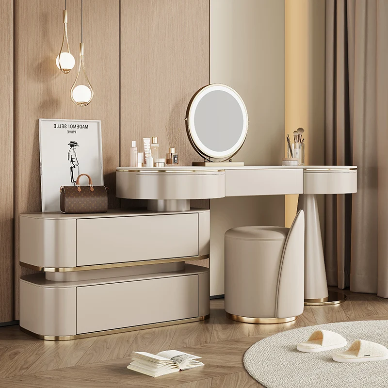 Fully furnished modern luxury rock slab countertops Makeup vanity dressing table dressers vanity desk tables Bedroom furniture