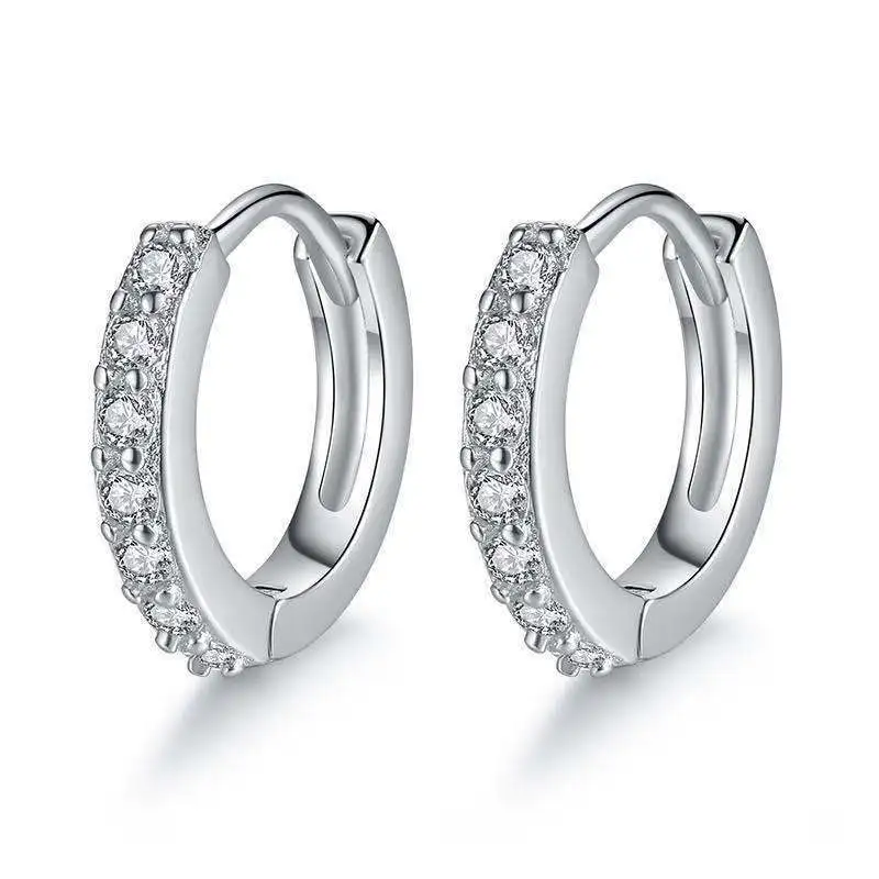 925 sterling silver zircon round bead threaded stud earrings, women's screw twist-off stud earrings, simple and fashion