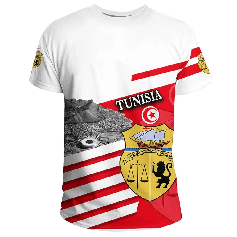 Tunisia Flag Map 3D Printed T Shirt For Men Clothes Africa Country T-Shirt National Emblem Tshirt Fashion Sport Jersey Male Tops