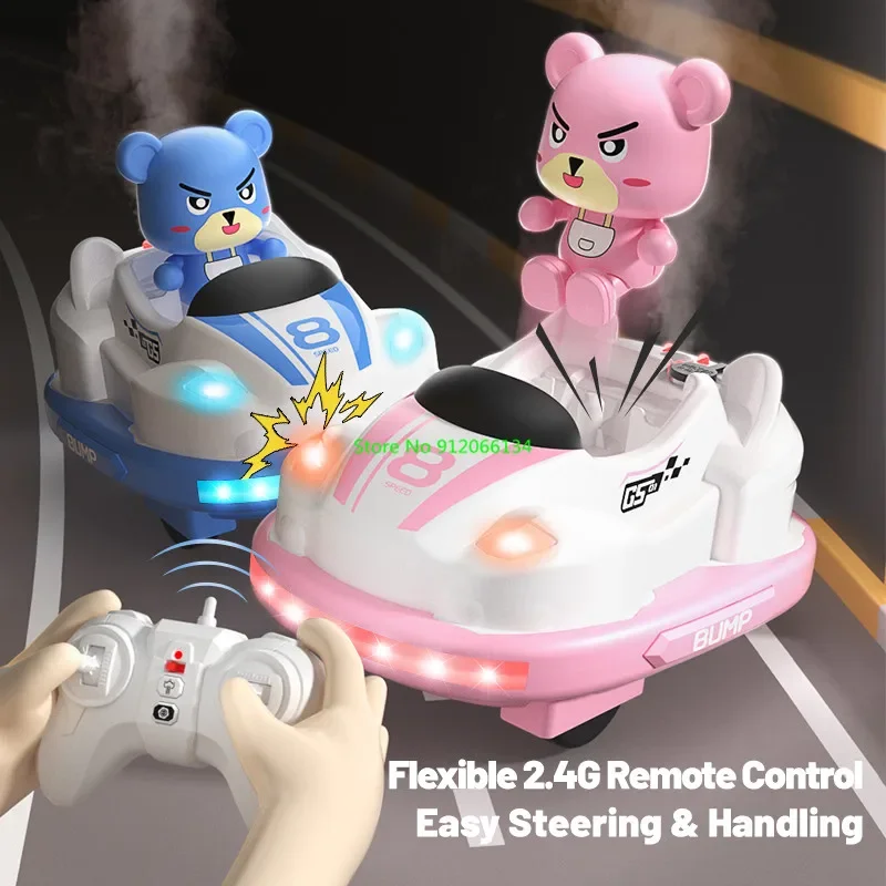 Family Interact Competition Game RC Car 2.4G Smart DEMO LED Lighting Spray Cool Music Remote Control Battle Bumper Car RC Toy