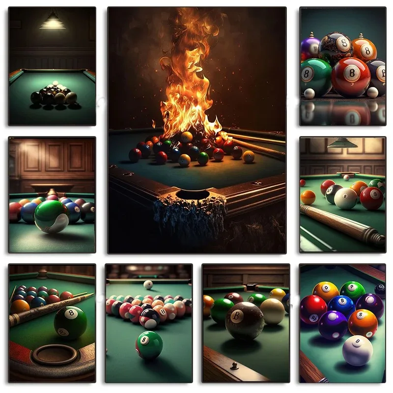 Living Room Decor Billiards Poster, Canvas Painting, Wall Art Prints, Modern Billiards Picture for Home Decor Cuadros Unframed