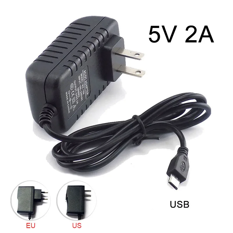 Micro USB 5V 2A AC DC Power Adapter EU US Plug 100V~240V 2000mA Charger Supply For Raspberry Pi Zero Tablet PC