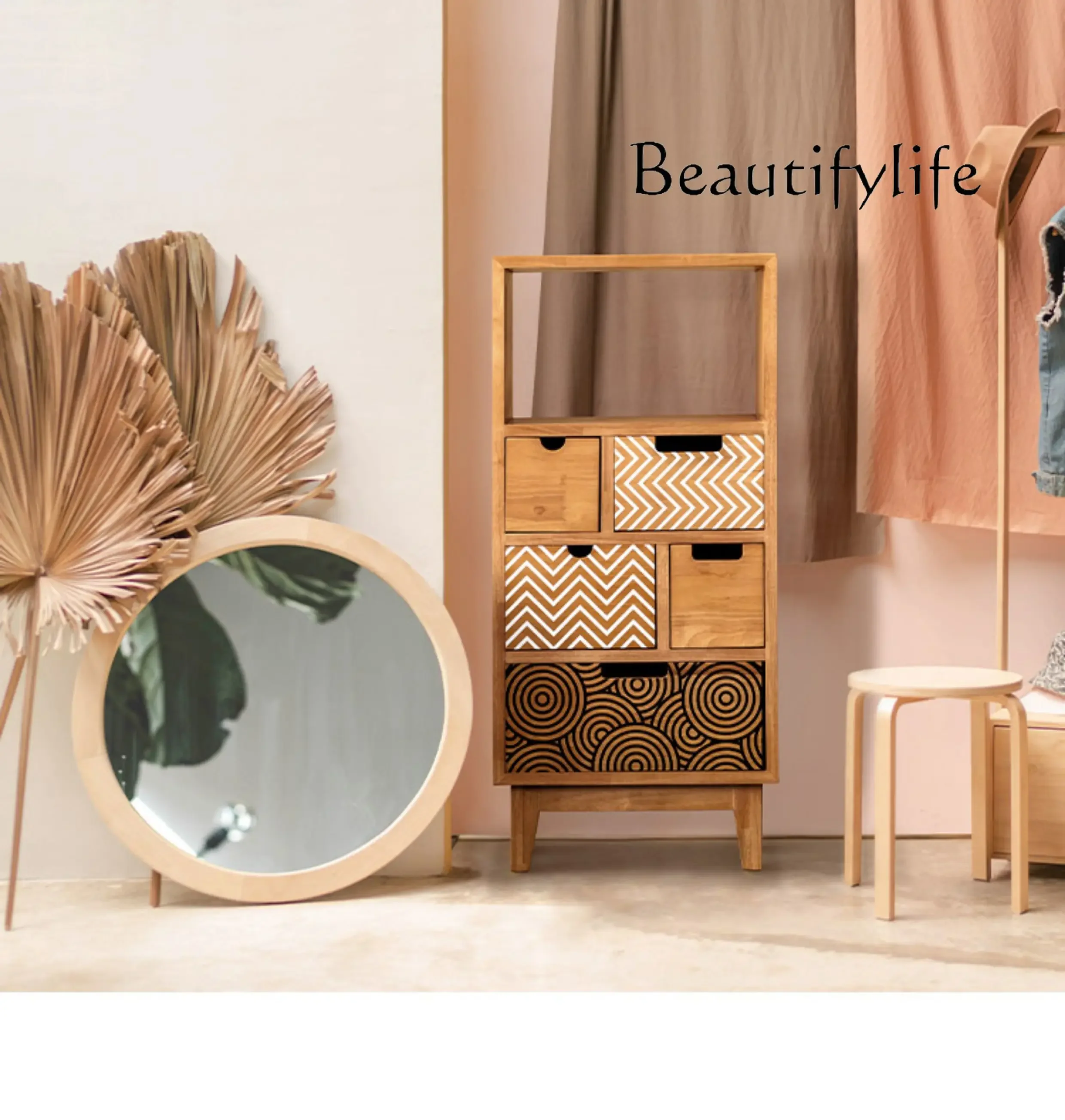 chest Nordic drawer storage locker living room bedroom small apartment simple retro solid wood chest