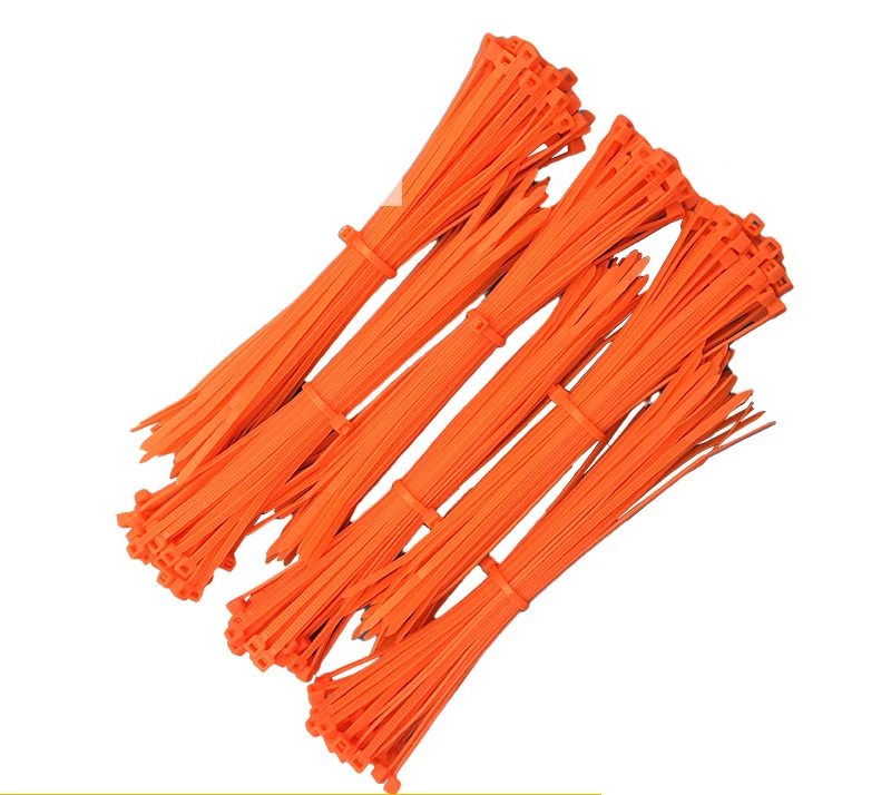 Self Locking cable tie color Plastic Nylon Wire Cable Zip Ties 100pcs orange Cable Ties Fasten Loop Cable management ties