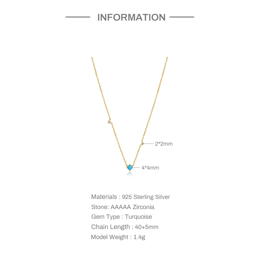 ROXI 925 Sterling Silver Chain Clavicle Necklaces Micro Inlaid Turquoise Zircon Stackable Wedding Engagement Necklace For Women