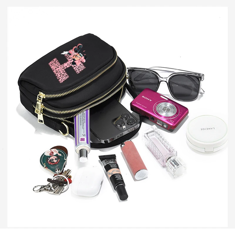 ميكي ميني رسالة المرأة حقائب كروسبودي الهاتف محفظة الكتف الحقيبة حقيبة يد الموضة للإناث الفتيات المحمولة حقيبة تحت الإبط