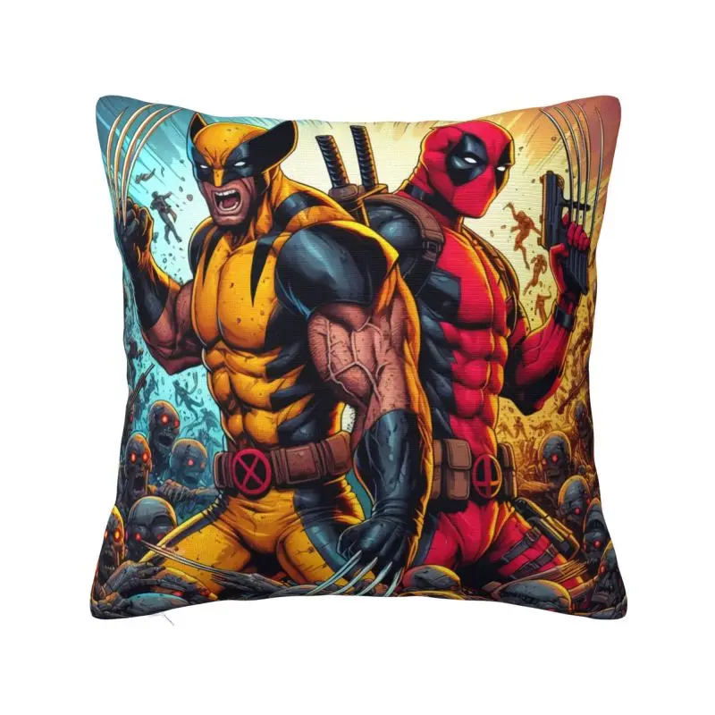 Custom Deadpool Wolverine Cartoon Manga Cushion Cover Soft Cute Pillows