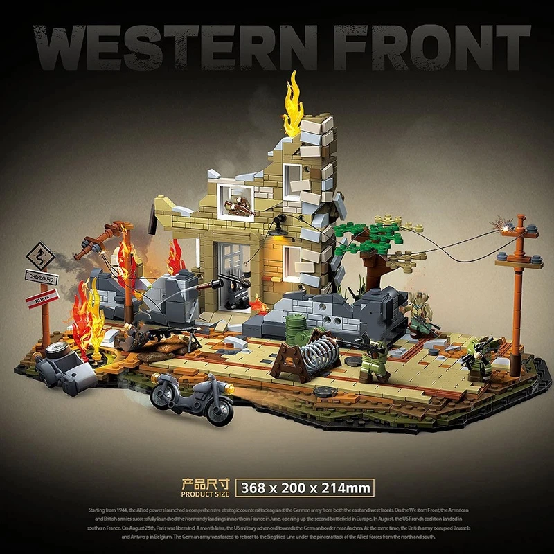 MOC 1145PCS Urban Street View Architecture Western Front Urban Campaign Creative Model DIY Building Blocks Puzzle Toys