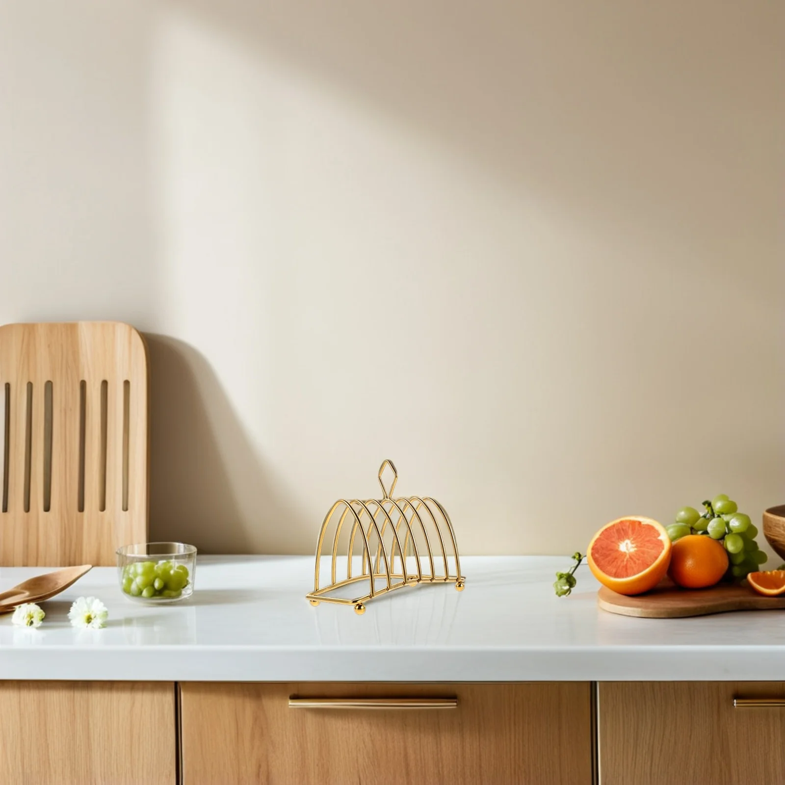 

Stainless Steel 6-Slice Bread Toast Rack Vertical Stand For Kitchen Counter Organizer Sandwich Pastry Display Storage Rack