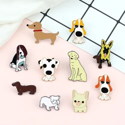 Cartoon Dogs Brooch for Pets Lover Cute Funny Puppy Lapel Pin Bulldog Doberman Labrador Enamel Badge Jean Bag Alloy Jewelry Gift
