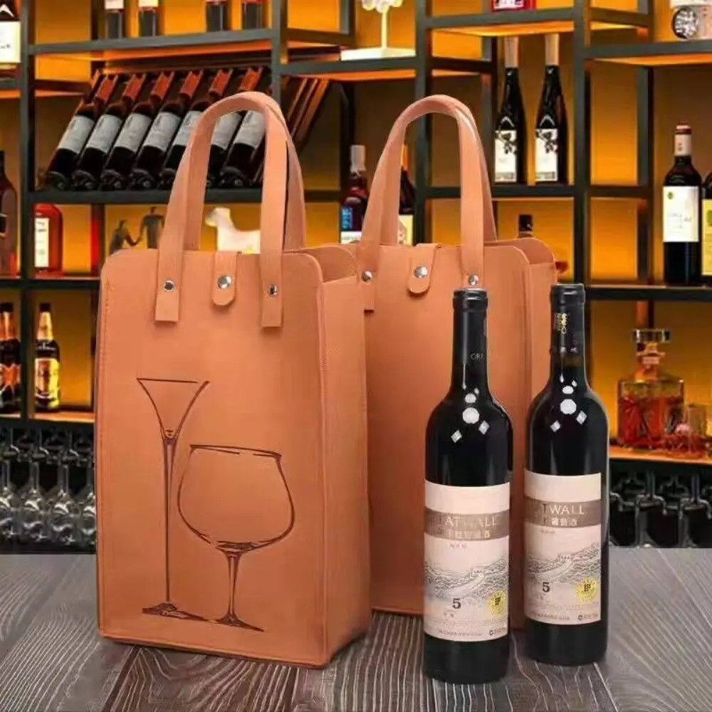 Portable Felt Red Wine Bag Gift Double Wine Gift Storage Bag Handheld Drink Bag