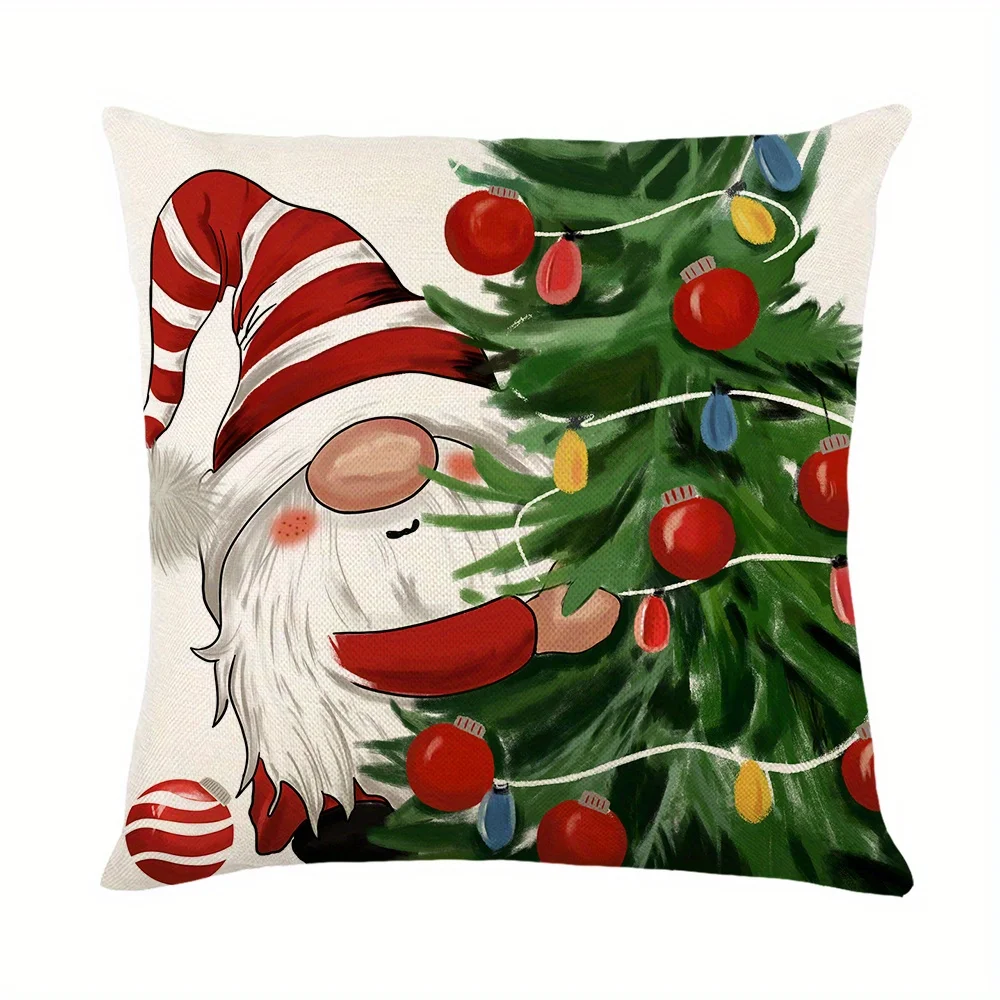 Vibrant Merry Christmas Throw Pillow Case Red and Green Gifts Print 45x45cm Cushion Cover for Home Decor Festive Holiday Accent