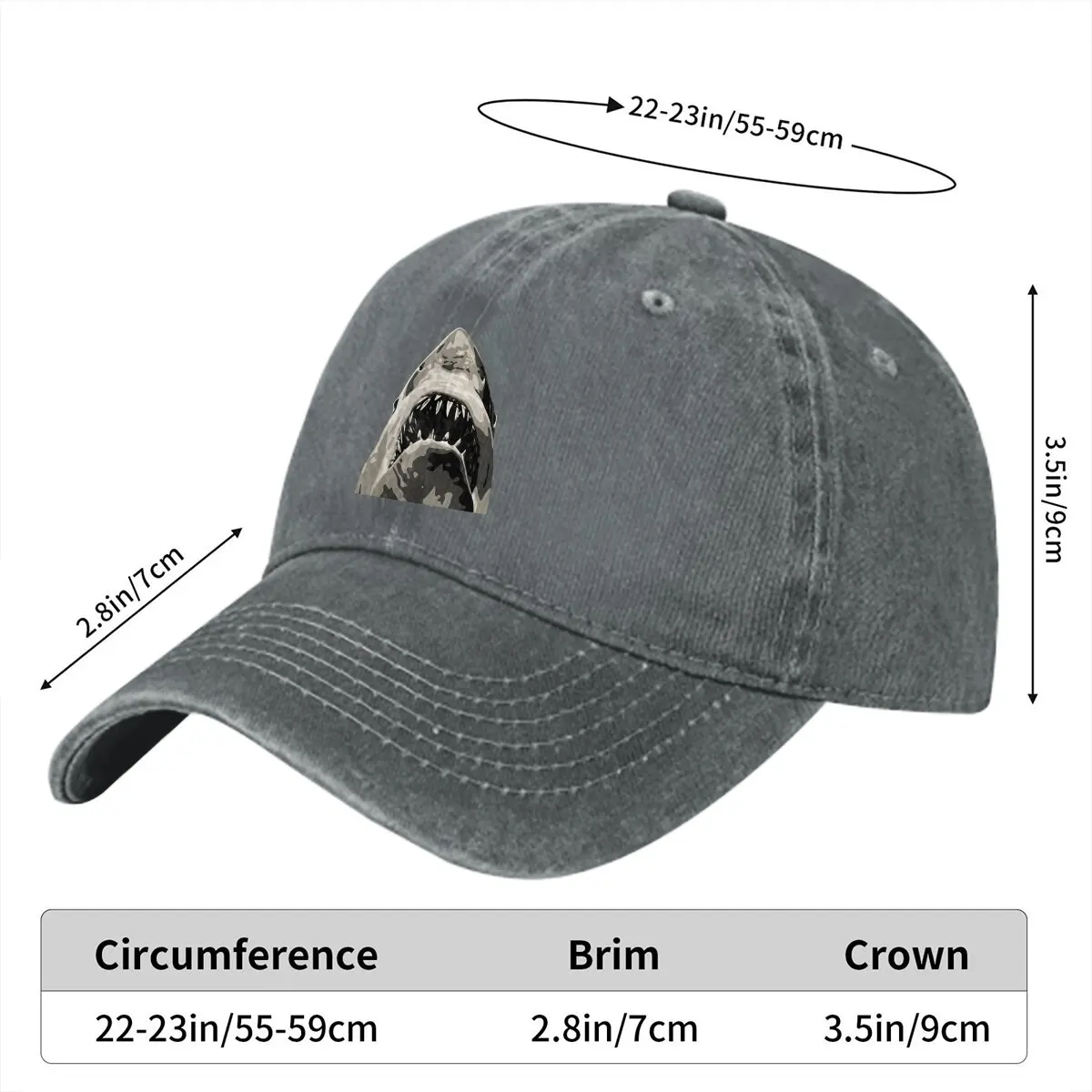 Relaxed Fit Baseball Caps Peaked Cap Shark Wild Animal Sun Shade Hats for Men Women