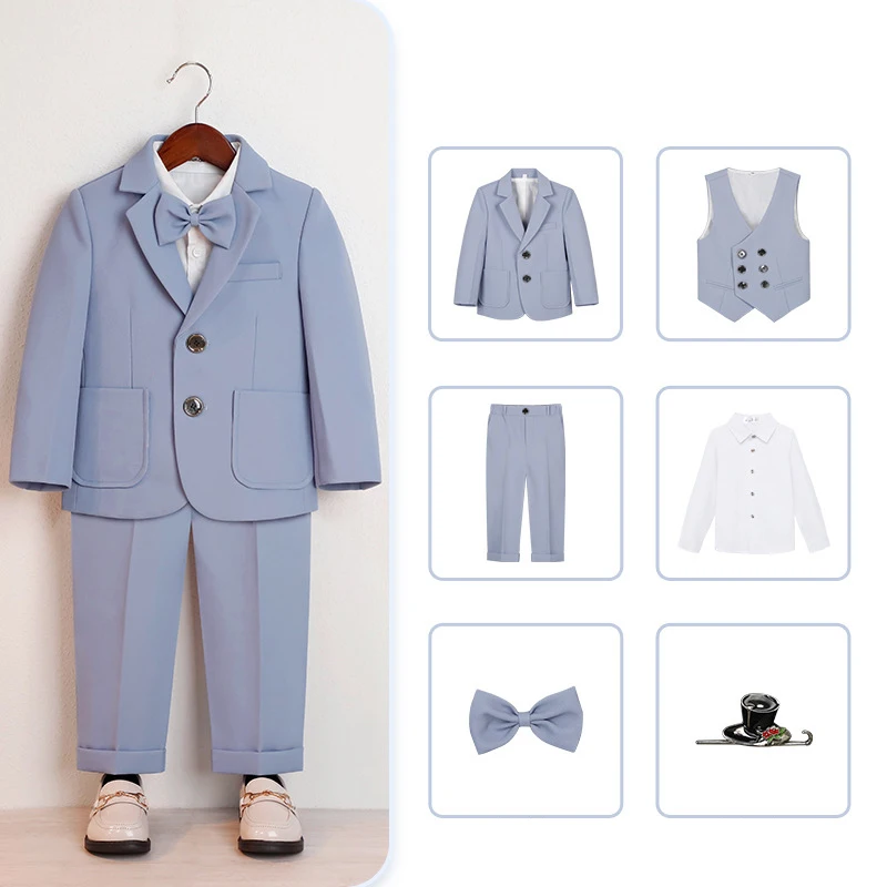 Child formal attire Boys British gentleman style suit Host, piano, performance attire 4 5 6 7 8 9 10 11 12 13 14 15 16 years old