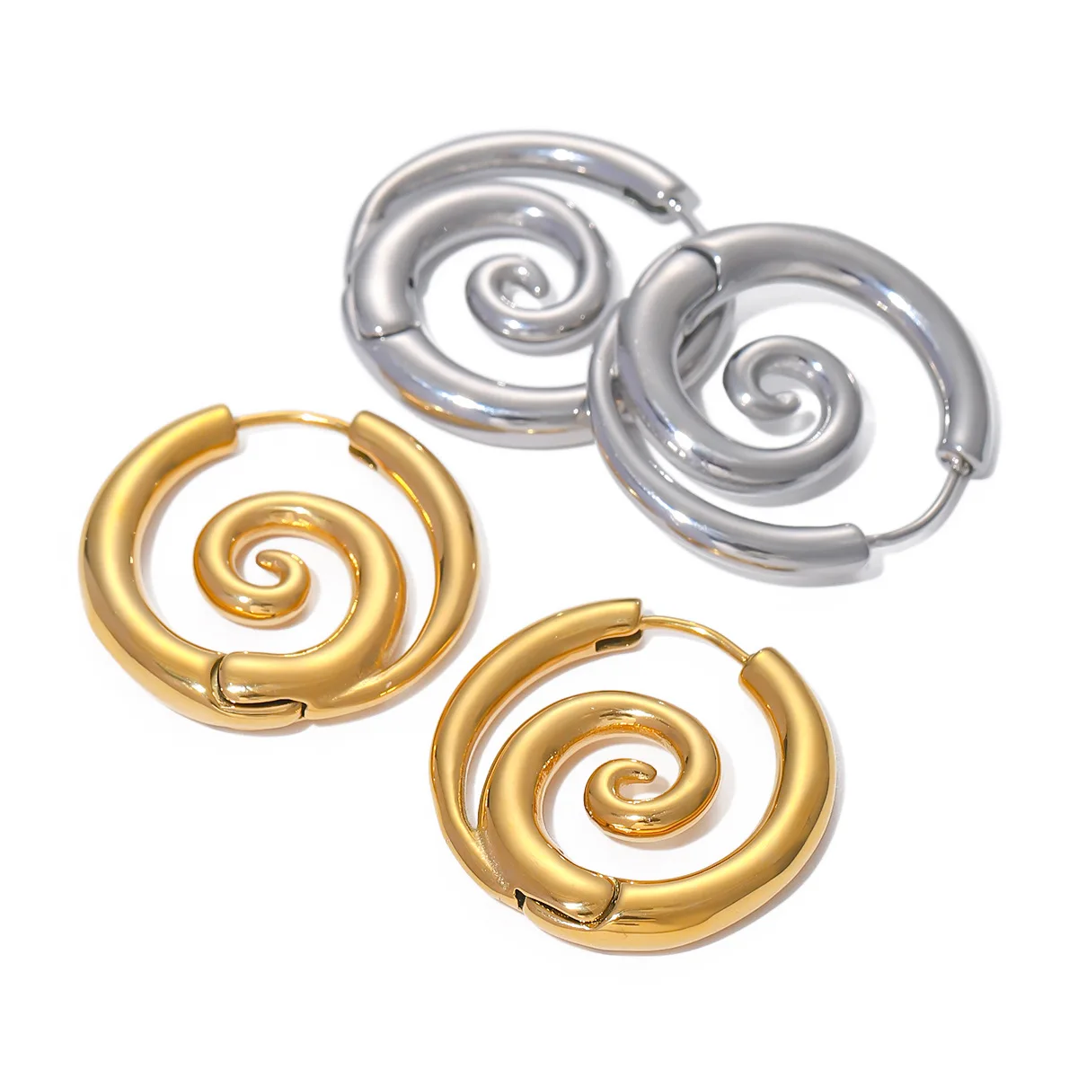 Boucles d'oreilles créoles en spirale torsadée, Style de styliste, accessoires circulaires en forme de bobine de moustique en acier inoxydable, bijoux Huggies
