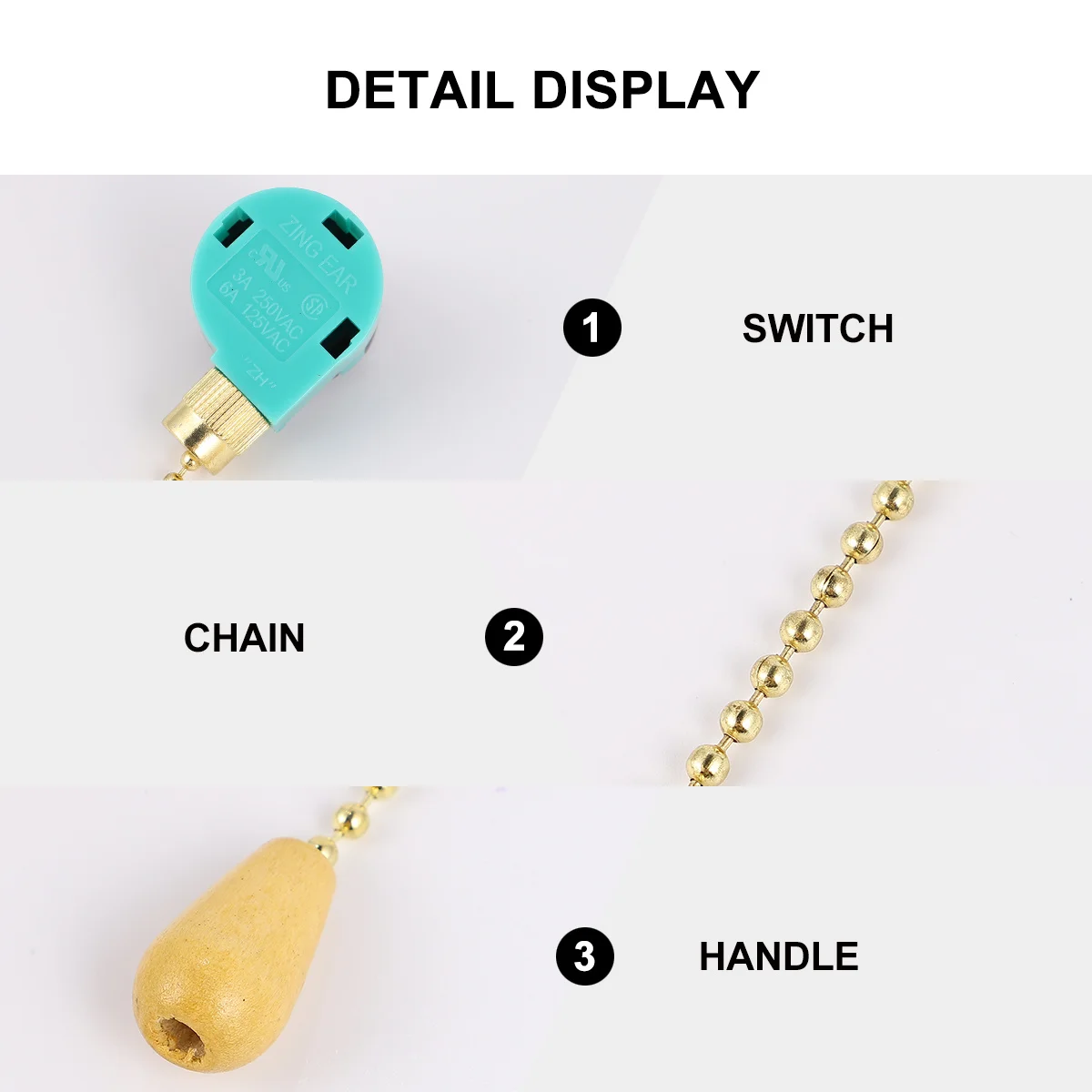 

Pull Chain Switch Replacement For Ceiling Durable Electrical Wire Terminal Gear Connector Canopy Fixtures