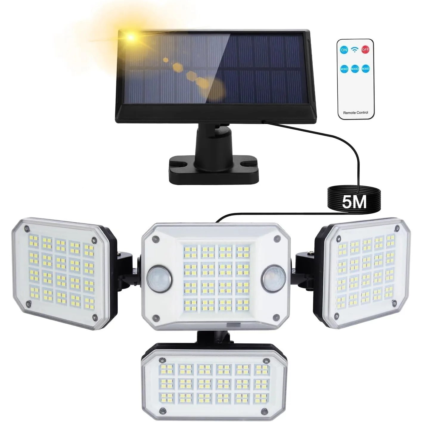 

Solar Motion Sensor Light Outdoor 296 LEDs 3500LM 3 Modes IP65 Waterproof Solar Spotlights for Front Garden Garage Pathway Patio