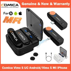 Comica Vimo S Wireless Lavalier Microphone 2.4G Compact  Wireless Lapel Microphone With Charging Case for iPhone Android Phone