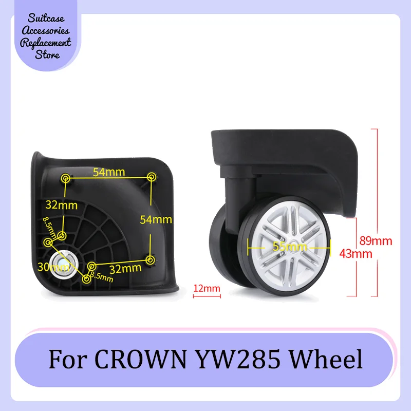 

For CROWN YW285 Smooth Silent Shock Absorbing Wheel Accessories Wheels Casters Universal Wheel Replacement Suitcase Rotating