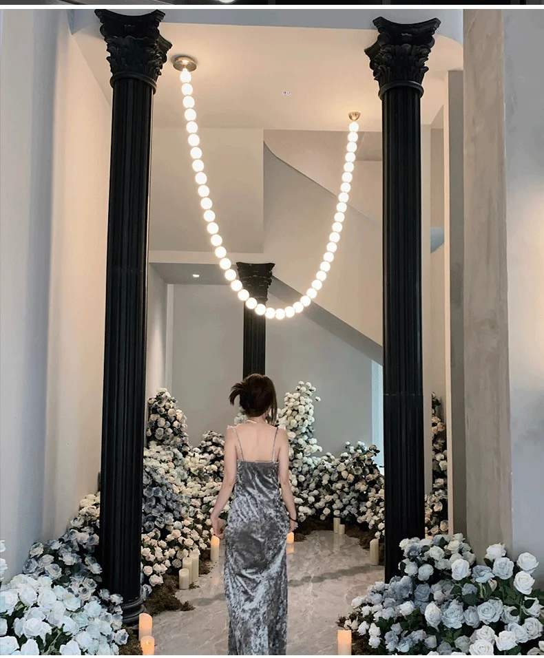 متجر لبيع الملابس عقد من اللؤلؤ الثريا مصمم بار مقهى صالة العرض نموذج غرفة نافذة غرفة المعيشة الفرنسية الخفيفة #3