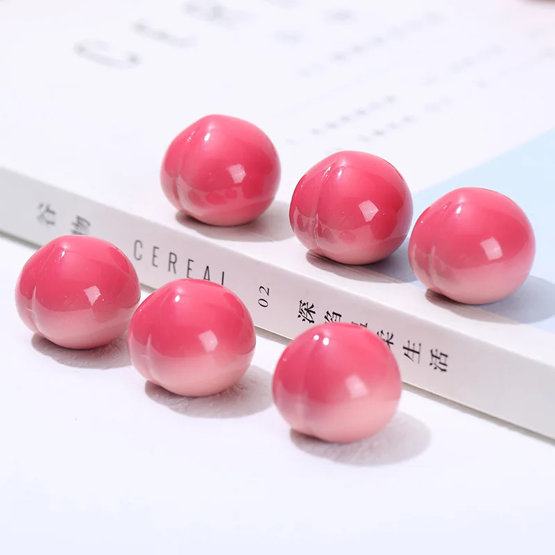 New Pink Peach Resin Charms for Earrings Making 20pcs 3D Peaches with hole Jewelry Accessories Fake Fruit Cabohcons for Deco