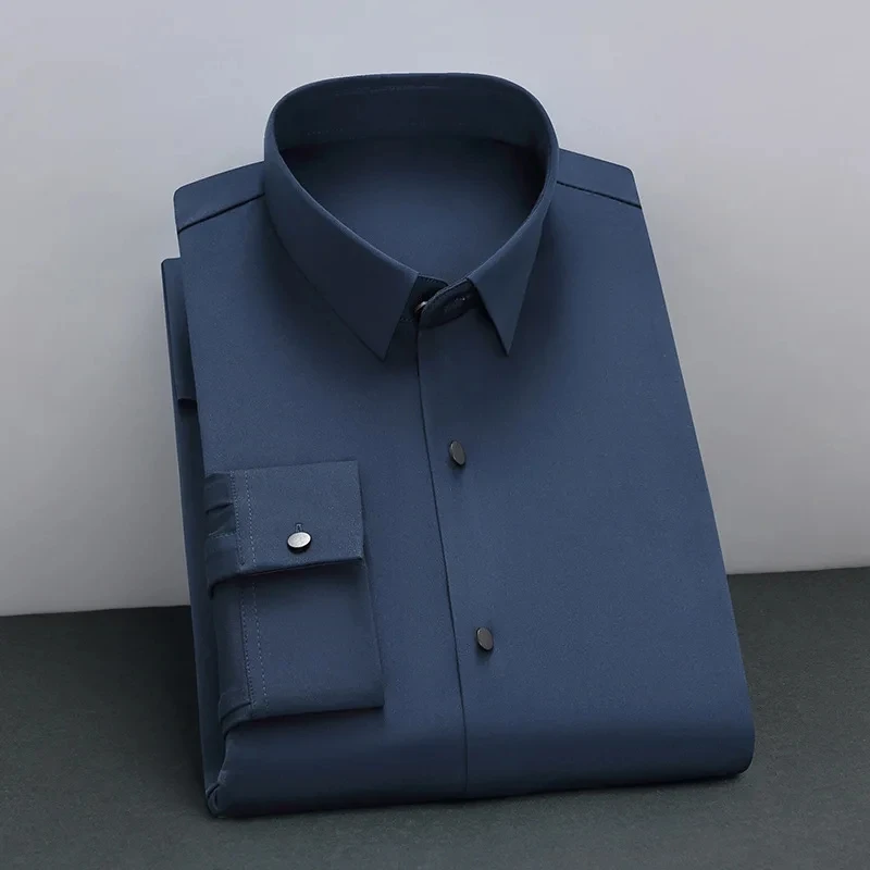 

ZPMN39 Men's Solid Color Seamless Iron-Free Shirt 2024 Spring and Autumn Long Sleeve Shirt New Men's Business Slim Fit Inner Shi