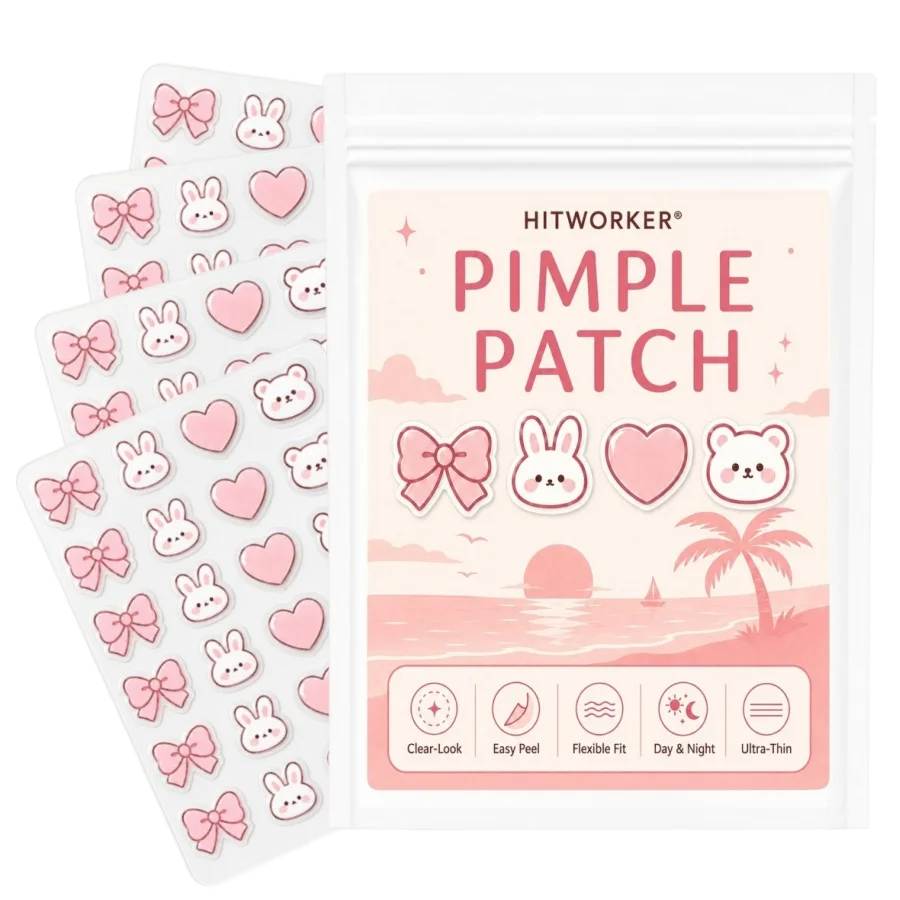 Pink Hydrocolloid Pimple Patch Stickers 96/192Pcs Ultra-Thin Clear Easy Peel Flexible Fit for Day & Night Wear Bow Bunny Heart B