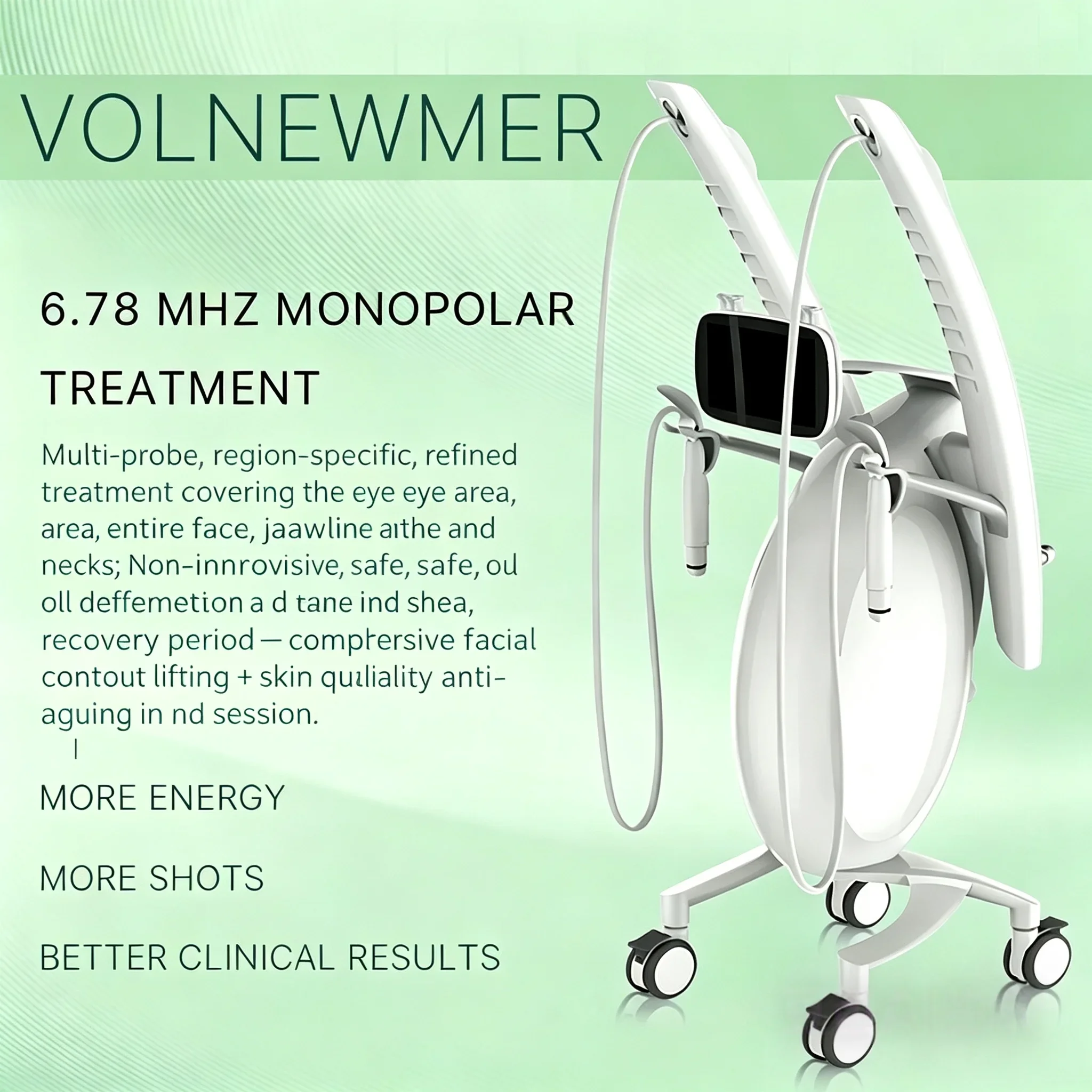 Golden Spring 6.78MHz Monopolar RF Beauty Device 55℃ Heating Multi Probes Eye Face Neck Lifting Non-Invasive Low Pain Skin Tight
