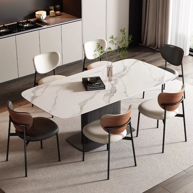 Minimalist Luxury Dining Chairs Iron Leg with PU Leather Backrest Chair Upholstered Seat Kitchen Restaurant Hotel Coffee Shop