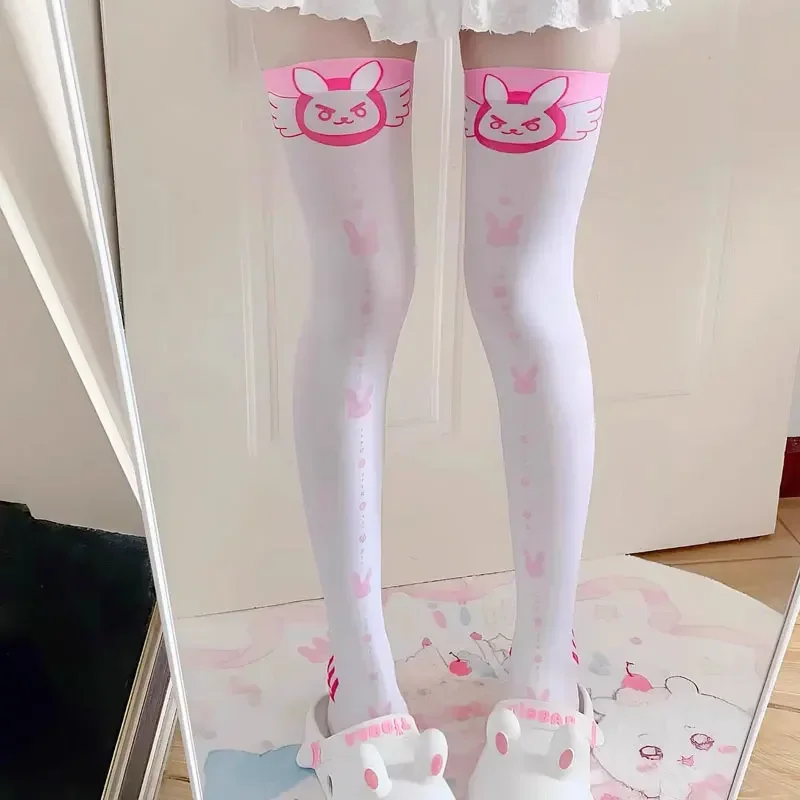 Anime Halloween Lolita Harajuku 3D stampato dolce Kawaii calze per gatti donne calze carine calze bianche strette alte sopra il ginocchio