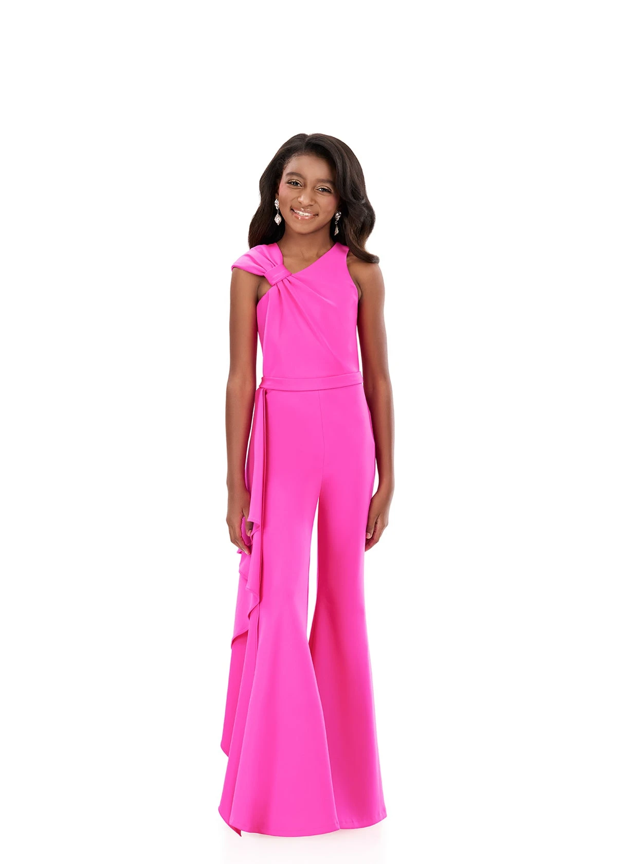 Cswdocy Cascading Side Ruffle Scuba Flared Pant Pageant Jumpsuit Girls Outfit  Pageant Opening Number Talent Stage Fashion
