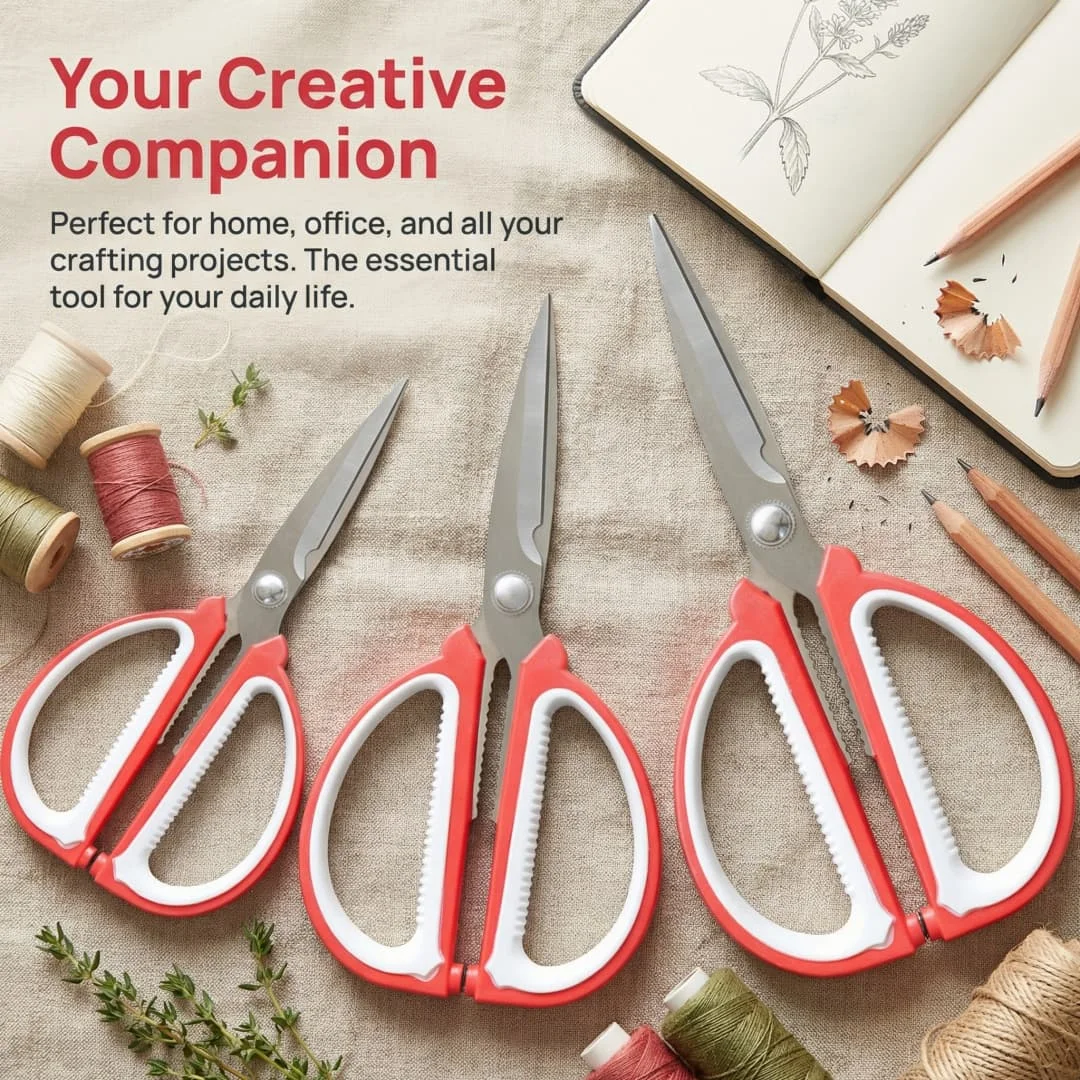 Multi-purpose Kitchen Scissors, Sharp Stainless Steel Heavy Duty Shears, Scissors for Meat, Vegetables, Craft, Office, Garden