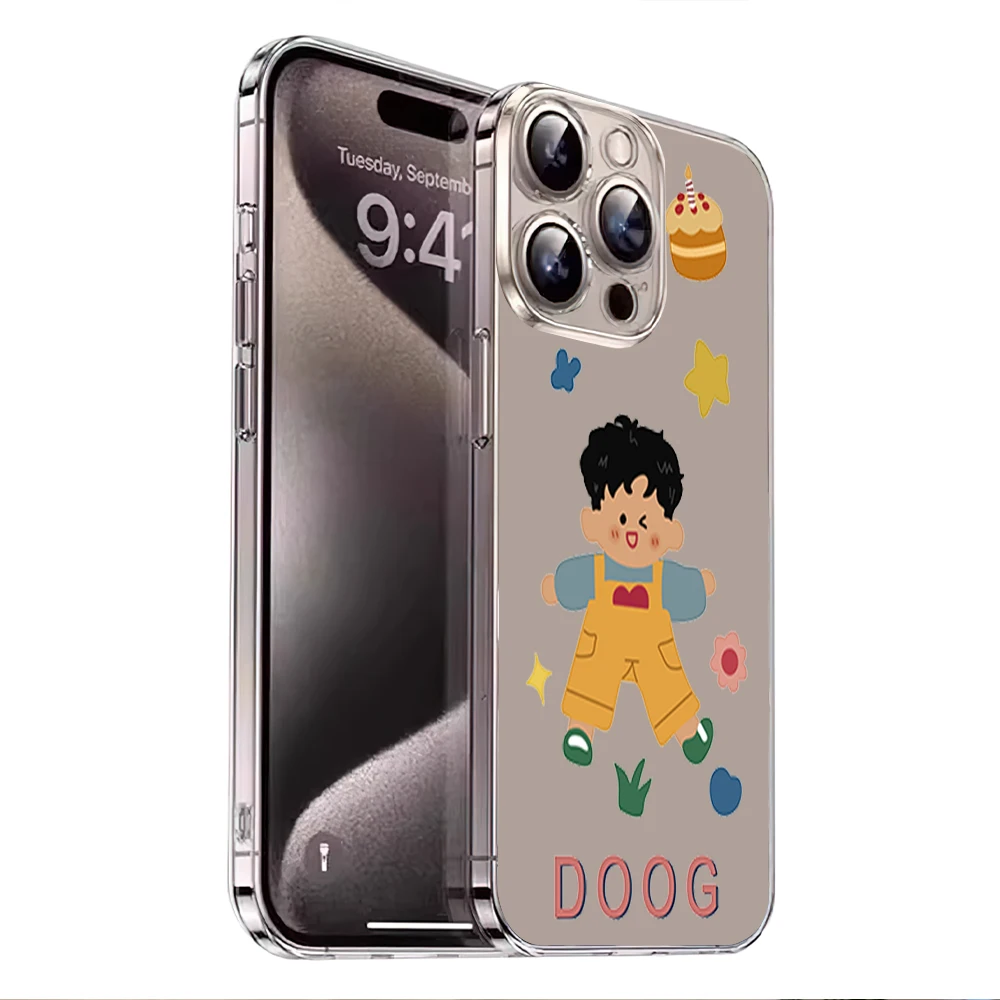 Cartoon locke cute Phone Case for iPhone 12 11 13 14 15 16 Max Pro Plus Transparent Soft Shell image 4