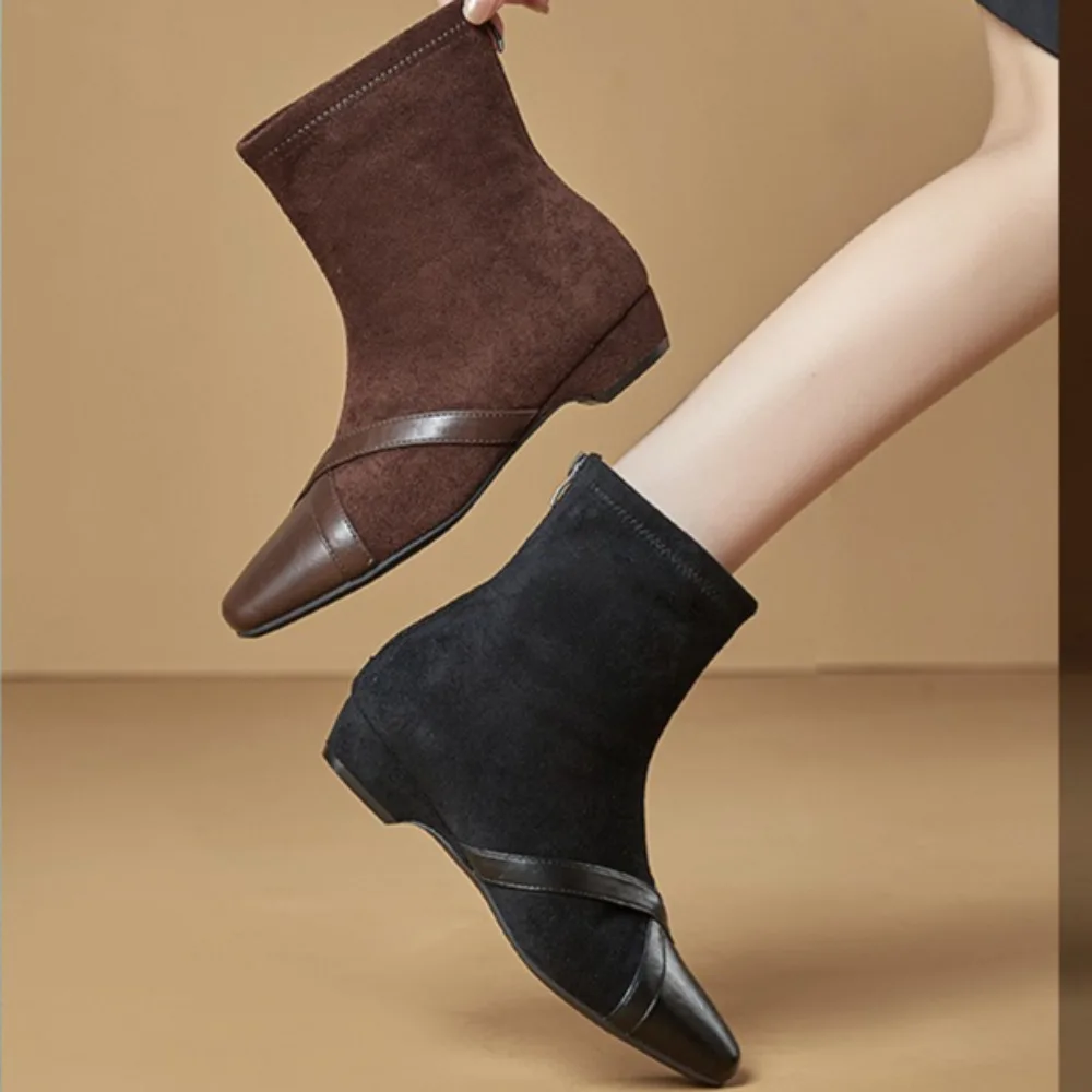 

Женские ботильоны в стиле ретро, короткие ботинки с квадратной головкой, женские ботинки, женские ботильоны