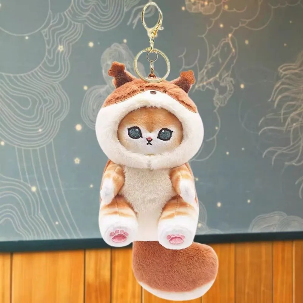 Cute Cat Disguised as a Long-Tailed Animal Plush Keychain Pendant Small Doll Gift Soft Keyring for Animal Lovers image 5