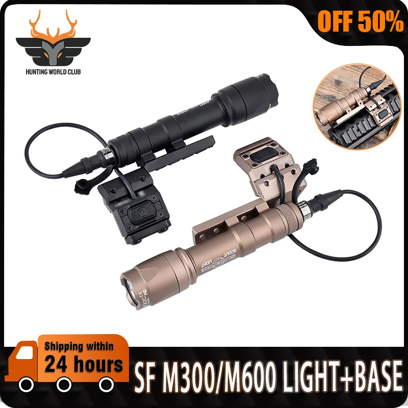 

Tactical Surefir M300 M600 Flashlight LED Hunting Scout Light 45° Offset Base With ModButton Switch Airsoft Weapon Accessories