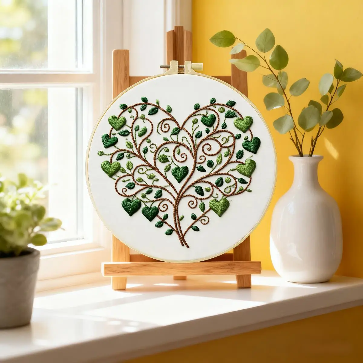 1 Stück 20X20CM/15X15CM 7,87/6,3 Zoll Der Baum der Liebe Stickerei Starter-Kit DIY-Kit DIY-Stickerei-Set Handarbeiten Nadelkunst – Detail 1