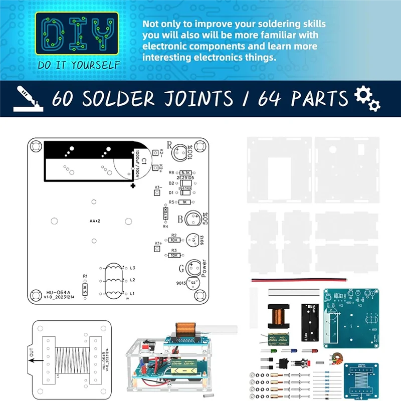 전기 자기 송신기 키트 학습 교육을위한 DIY 전기 자기 송신기 키트 가족을위한 이상적인 선물