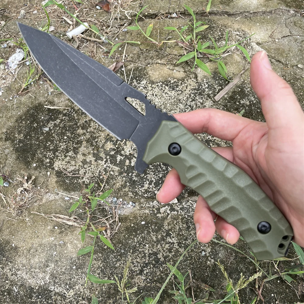 سكين جيب تكتيكي ثقيل الوزن، سكين تانغ كامل ذو شفرة ثابتة، سكاكين عسكرية قتالية، أداة دفاع عن النفس مع غمد