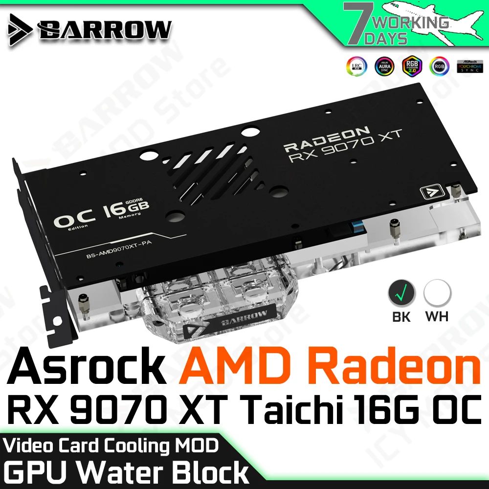 

Охлаждающий блок видеокарты для Asrock AMD Radeon RX 9070 XT Taichi 16G OC Barrow, чехол для ПК, графический процессор, рассеивание тепла MOD BS-AMD9070XT-PA