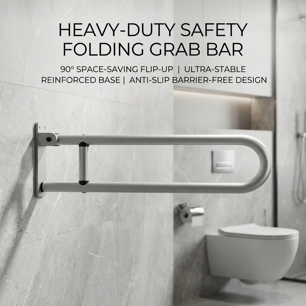 Barre d'appui pliable robuste pour salle de bain, main courante de sécurité pour toilettes, pour personnes âgées, handicapées, aciénes, en acier inoxydable, poignée rabattable sans obstacle
