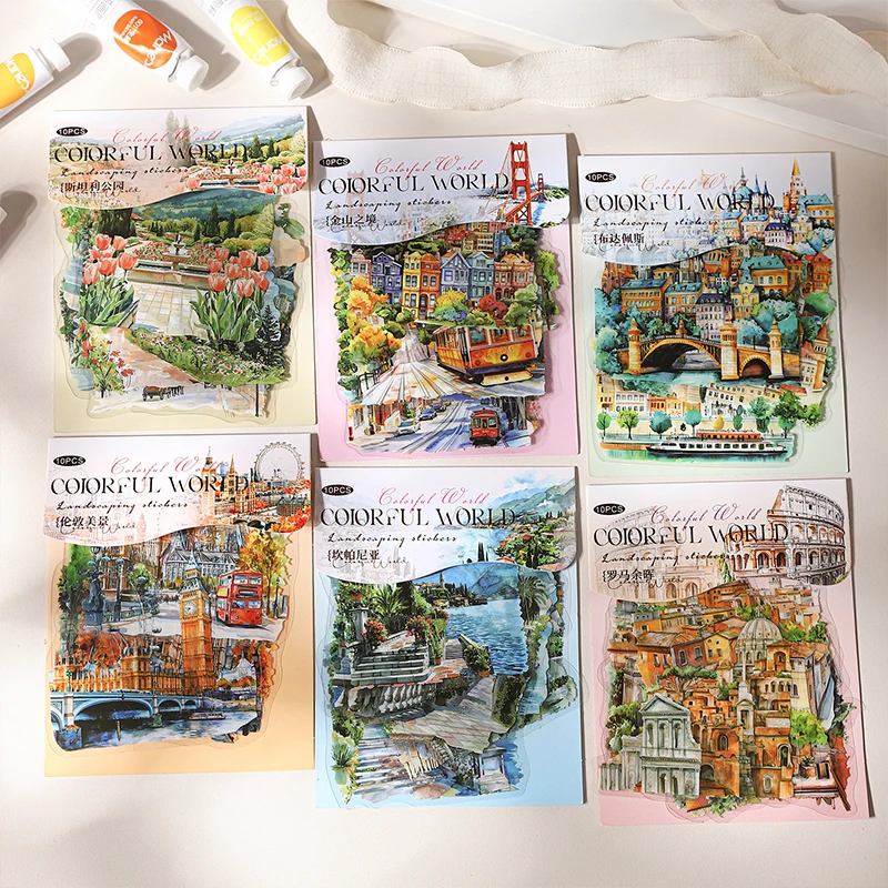 

JIANQI 10 листов INS World пейзажные наклейки Diy дневник наклейки для скрапбукинга фестиваль день рождения подарок украшения этикетки