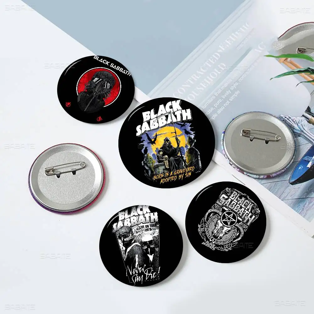 B-Black S-Sabbath Metal Band Soft Button Pin Bright Printed Icon Gift For Friends Badge Collar Brooch Lapel Pin Metal