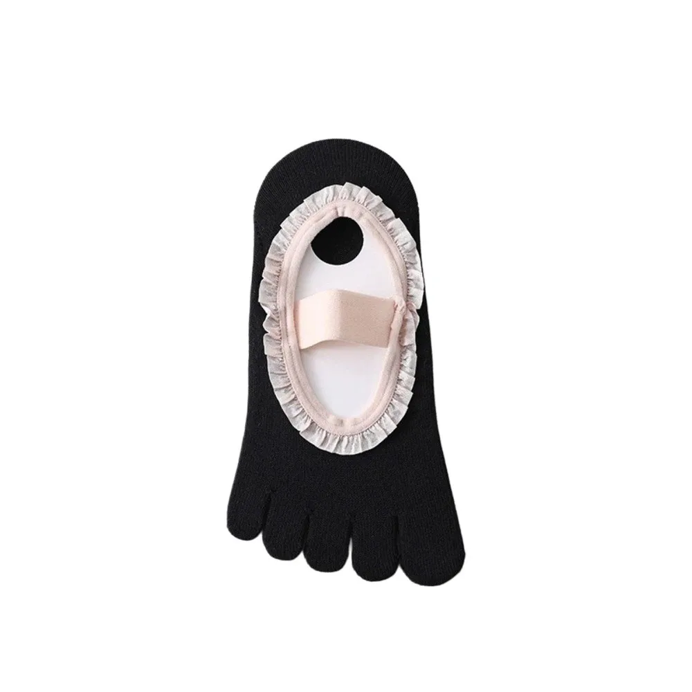Pleated Bottom Silicone Grip Five Toes Pilates Sock Elastic Soft Low-Ankle Socks Cotton Non-Slip Boat Socks Fitness