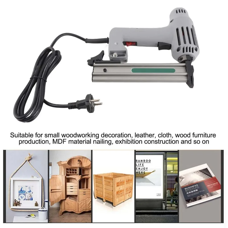 

Электрический ручной пистолет для гвоздей, портативный и простой в эксплуатации многофункциональный деревообрабатывающий пистолет для украшения гвоздей, аксессуары