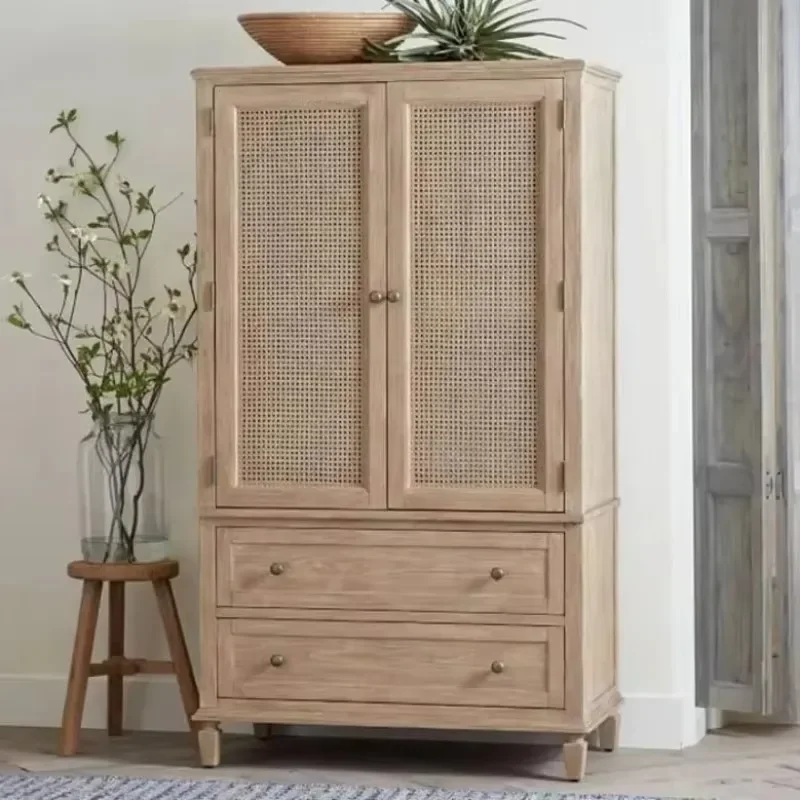 All-solid Wood Double-door Wardrobe Storage Sliding Door Cupboard Storage Wardrobe Closet Organizer Ropero De Ropa Home Interior